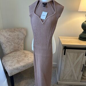 Forever 21 ribbed midi dress tan Ribbed Dress